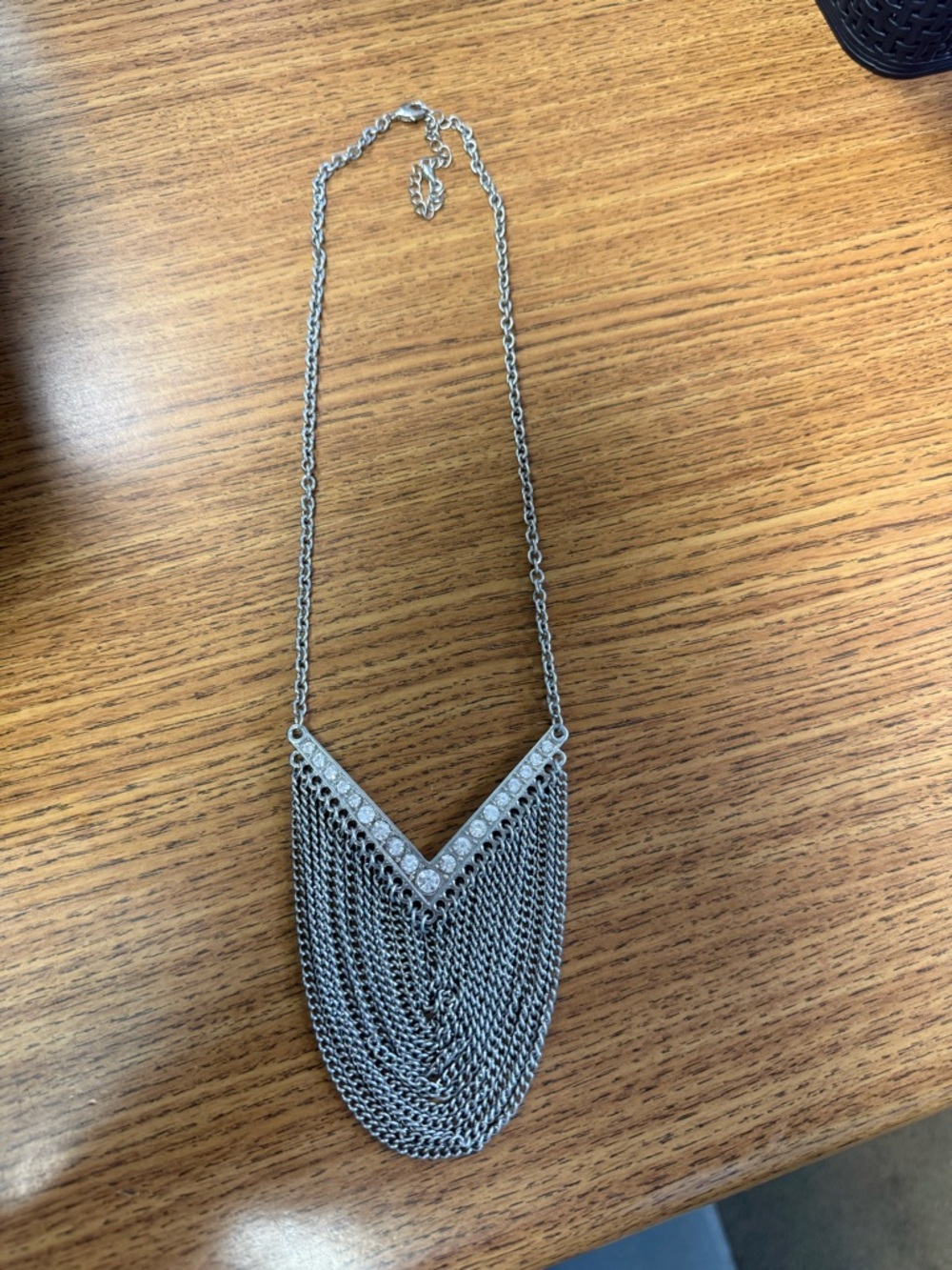Silver Layered Chain Statement Necklace